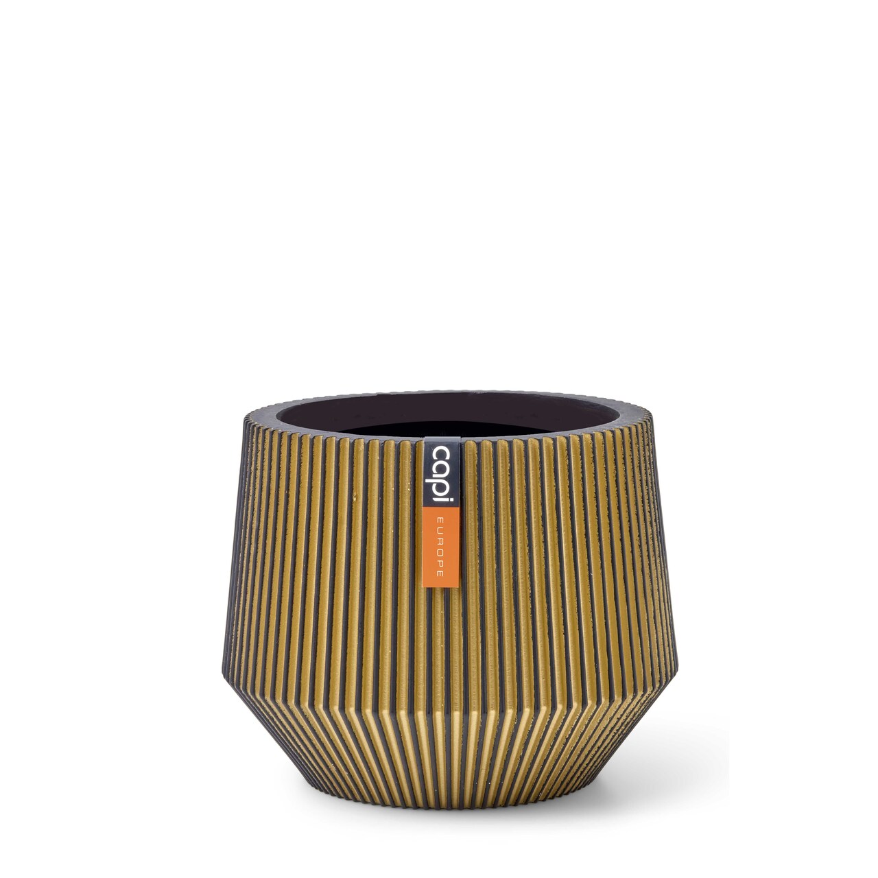 Vase Cylindre Geo Groove Noir Or Vase Cylindre Geo Groove Noir Or