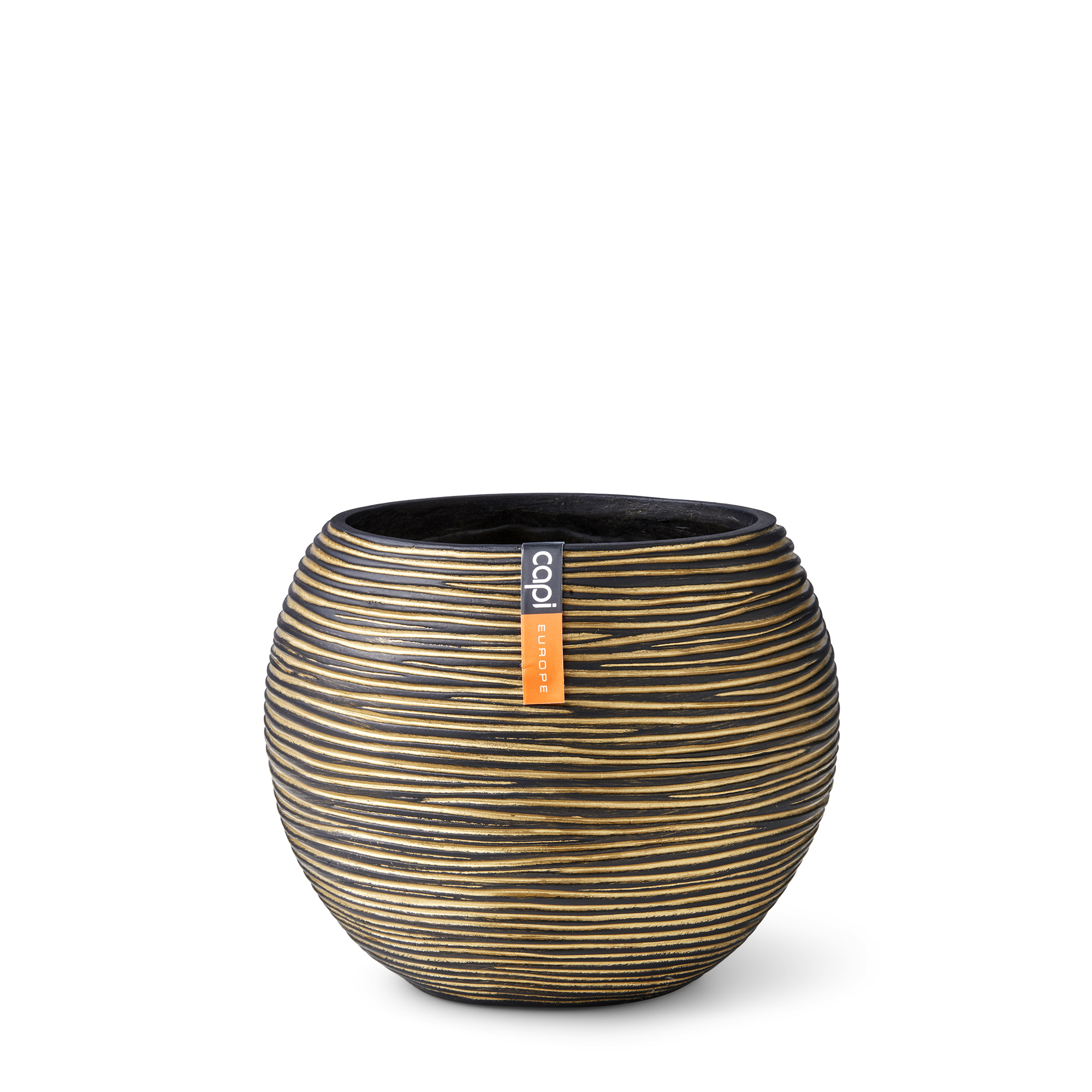 Vase Boule Rib Noir Or Vase Boule Rib Noir Or